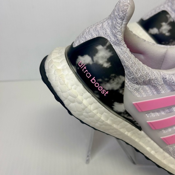👟 “Adidas” Women’s Ultraboost 5.0 DNA White Mesh w/Pink Stripe Accents - Picture 6 of 17